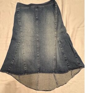 Made in Italy Denim High Low Paneled Mermaid Skirt Medium Wash Cotton Size 40